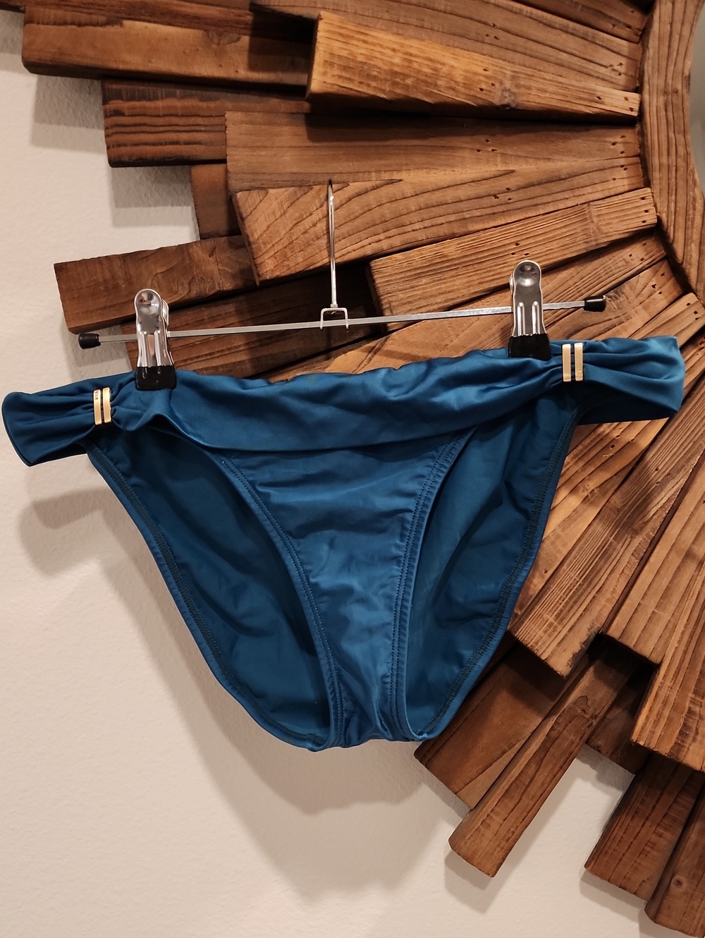 NEW! VIX PAULA HERMANNY Teal Blue Bikini Bottom with Gold Accent